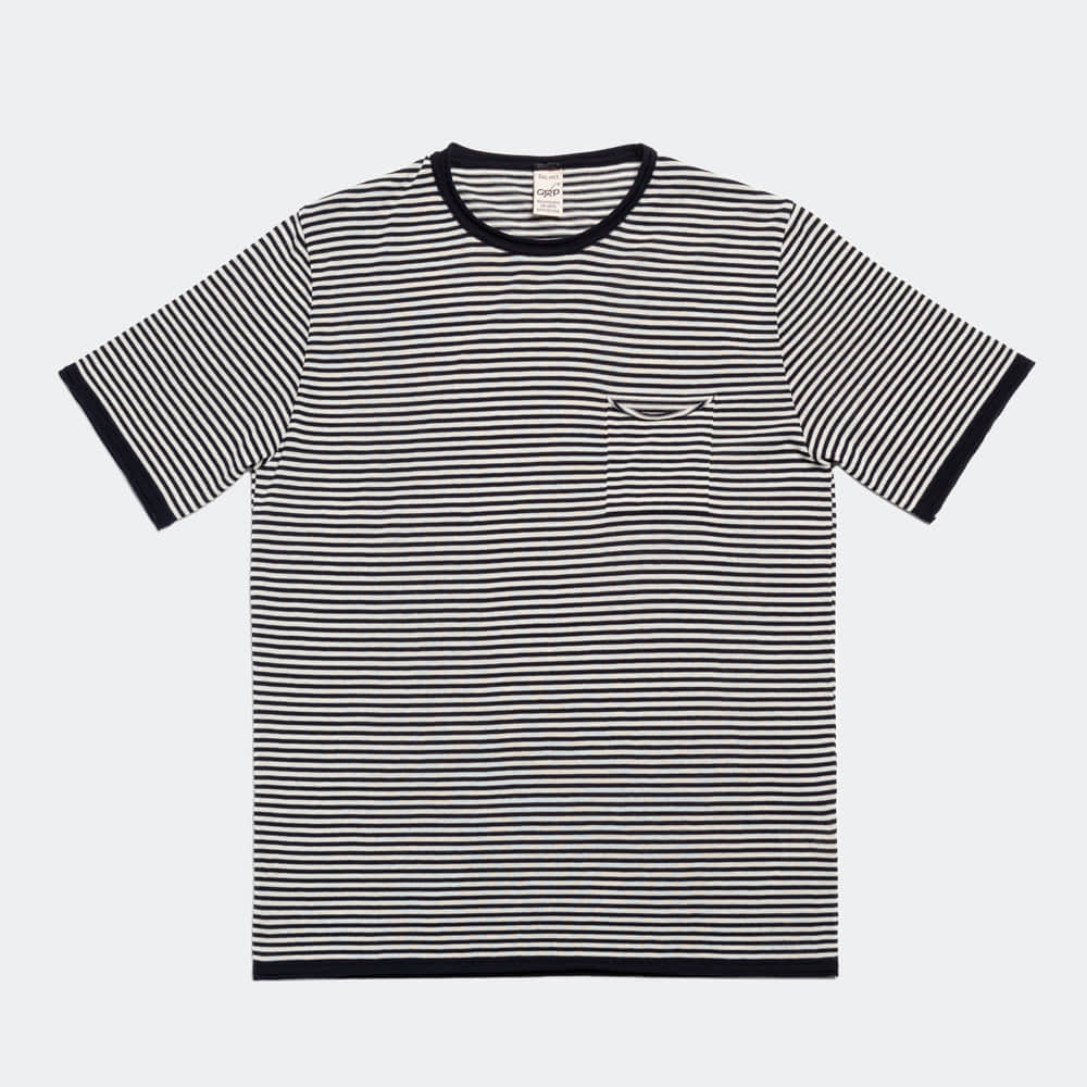 G.R.P - Pocket Stripe T-Shirt (Dark Navy/Ecru)