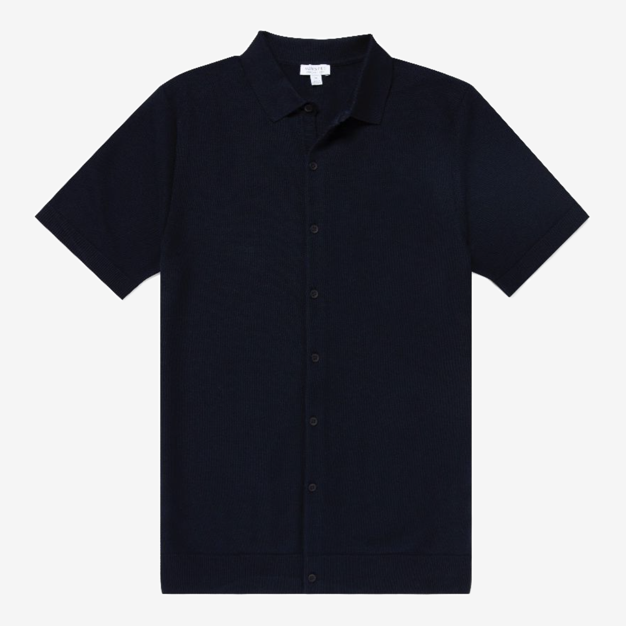 Sunspel - Men&#039;s Cotton Fine Texture Knitted Shirt (Navy)