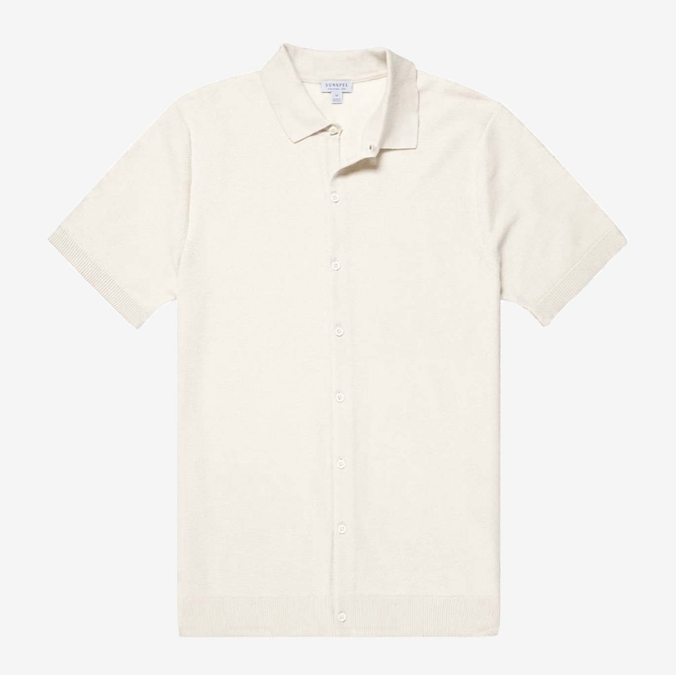 Sunspel - Men&#039;s Cotton Fine Texture Knitted Shirt (Ecru)