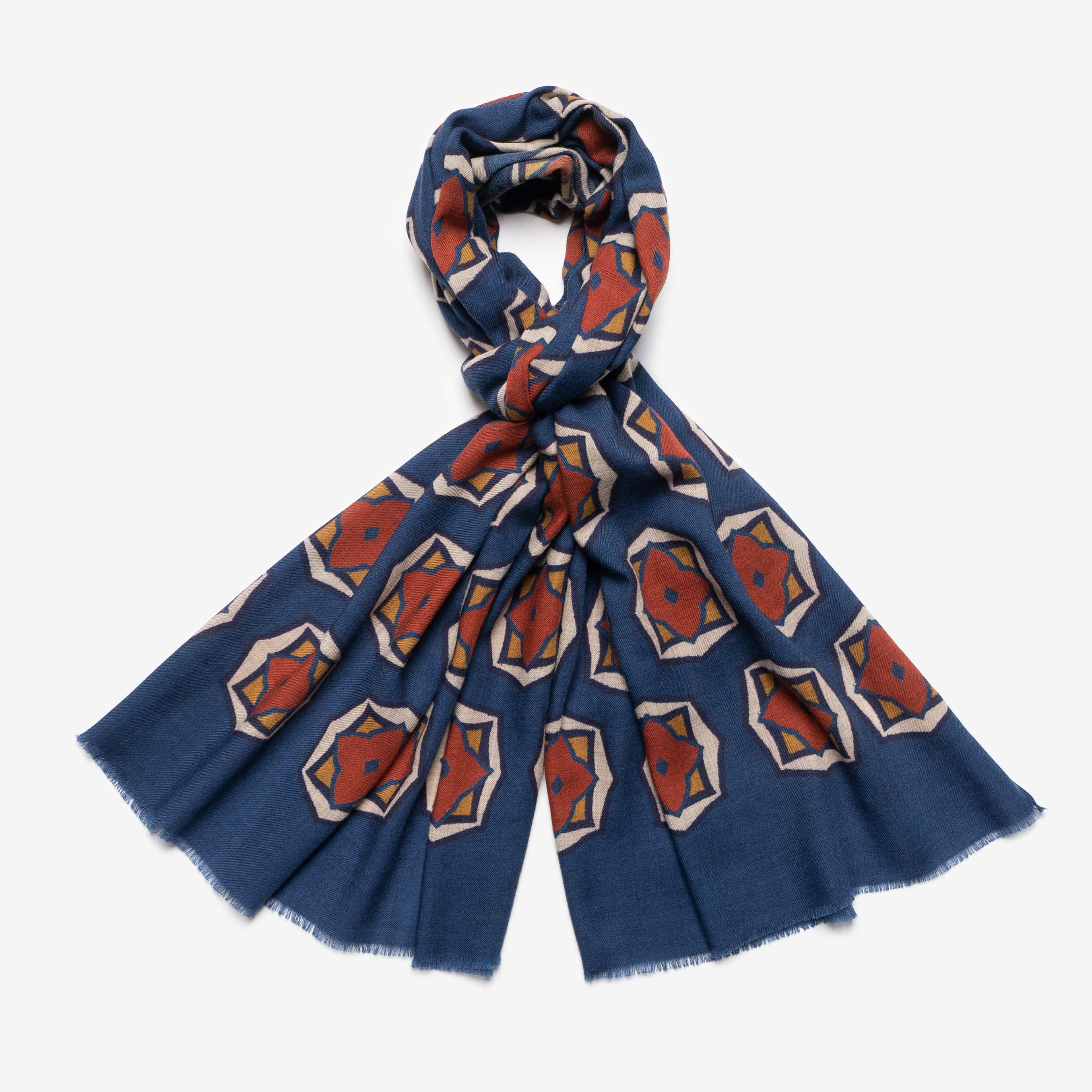 Arcuri -  Red Flower print scarf (Navy/Red)
