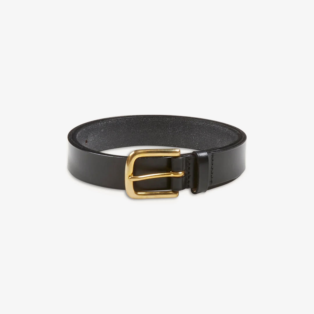 Drake&#039;s - Black Unlined Bridle Leather Belt With Brass Buckle