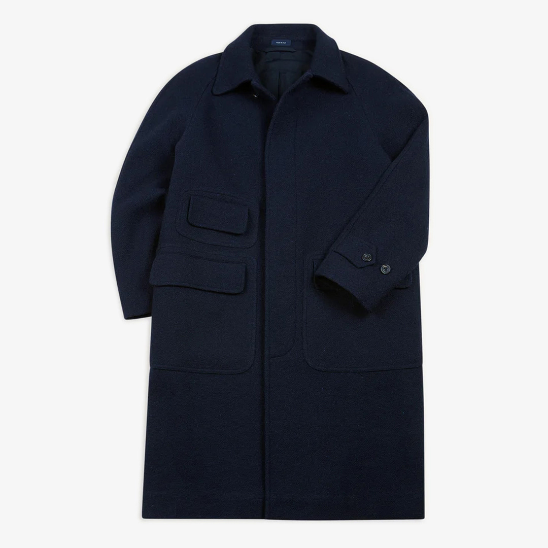 Drake&#039;s - Navy Wool Raglan Coat