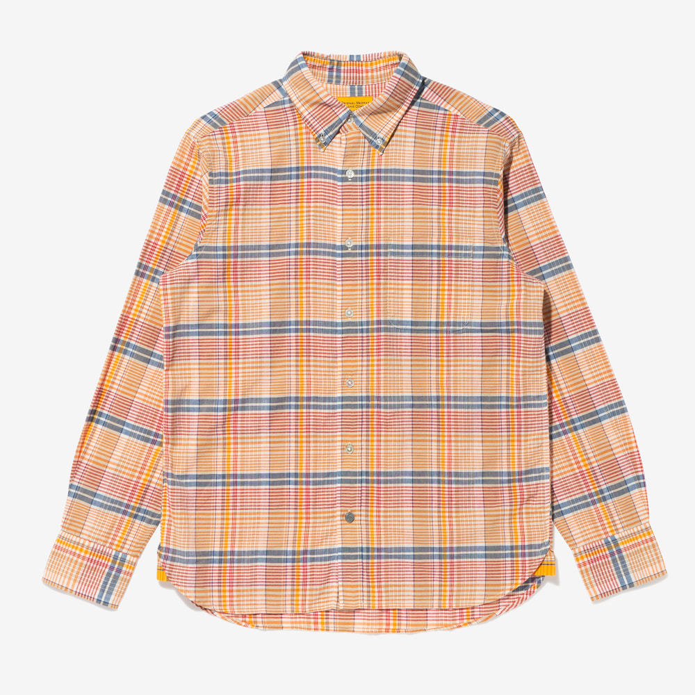 Original Madras Trading Company - Classic Button Down Collar Long Sleeve Shirt (Orange/Yellow)