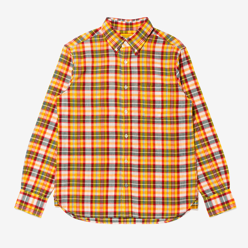 Original Madras Trading Company - Classic Button Down Collar Long Sleeve Shirt (Yellow/Red)