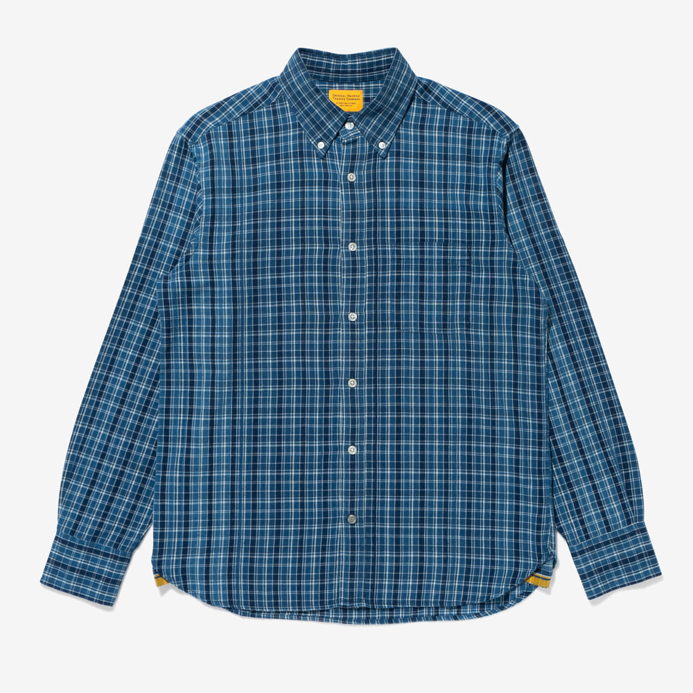Original Madras Trading Company - Classic Button Down Collar Long Sleeve Shirt (Indigo/Blue)