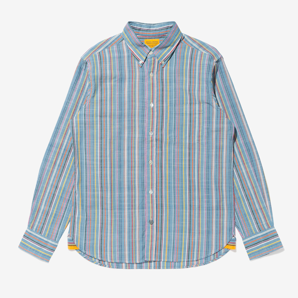 Original Madras Trading Company - Classic Button Down Collar Long Sleeve Shirt (Multi Stripe)