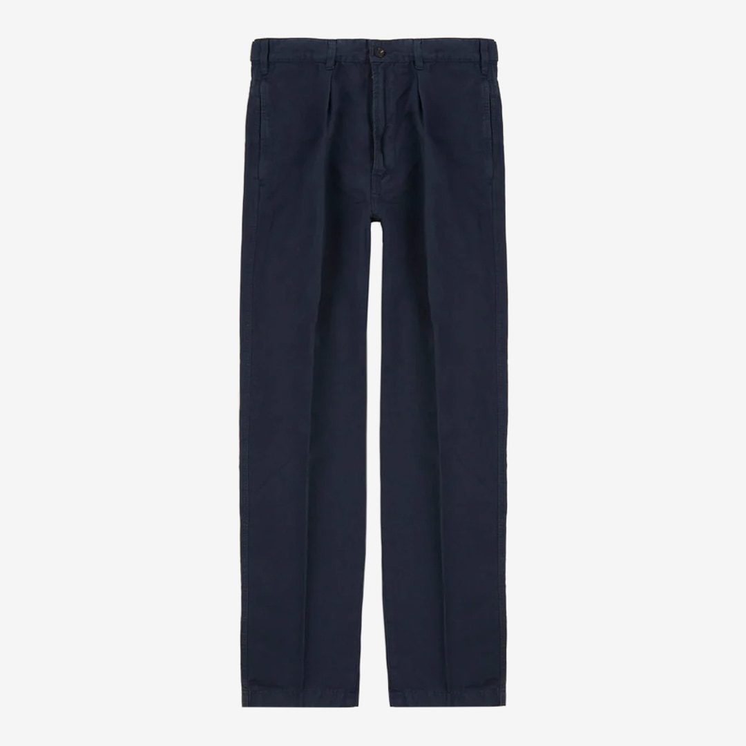 Drake&#039;s - Navy Cotton Linen Games Trousers