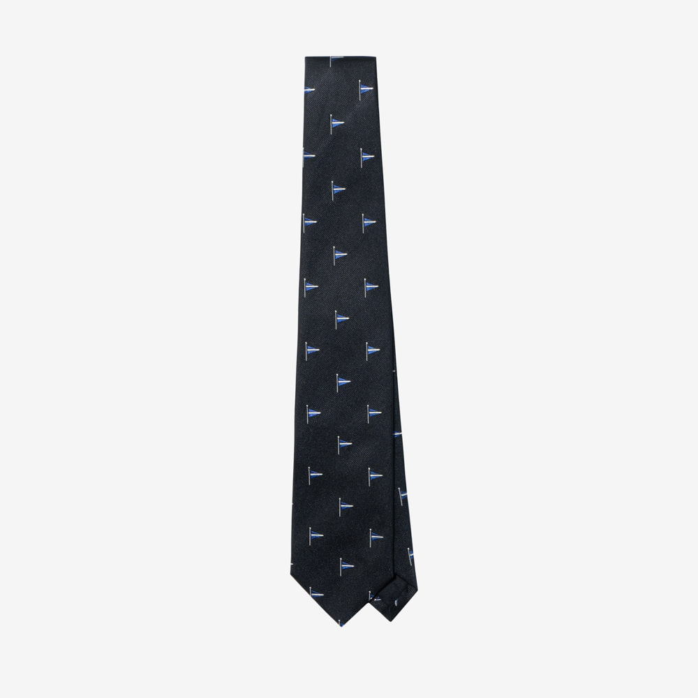 Drake&#039;s - Navy and Blue Sail Boat Motif Silk Tipped Tie