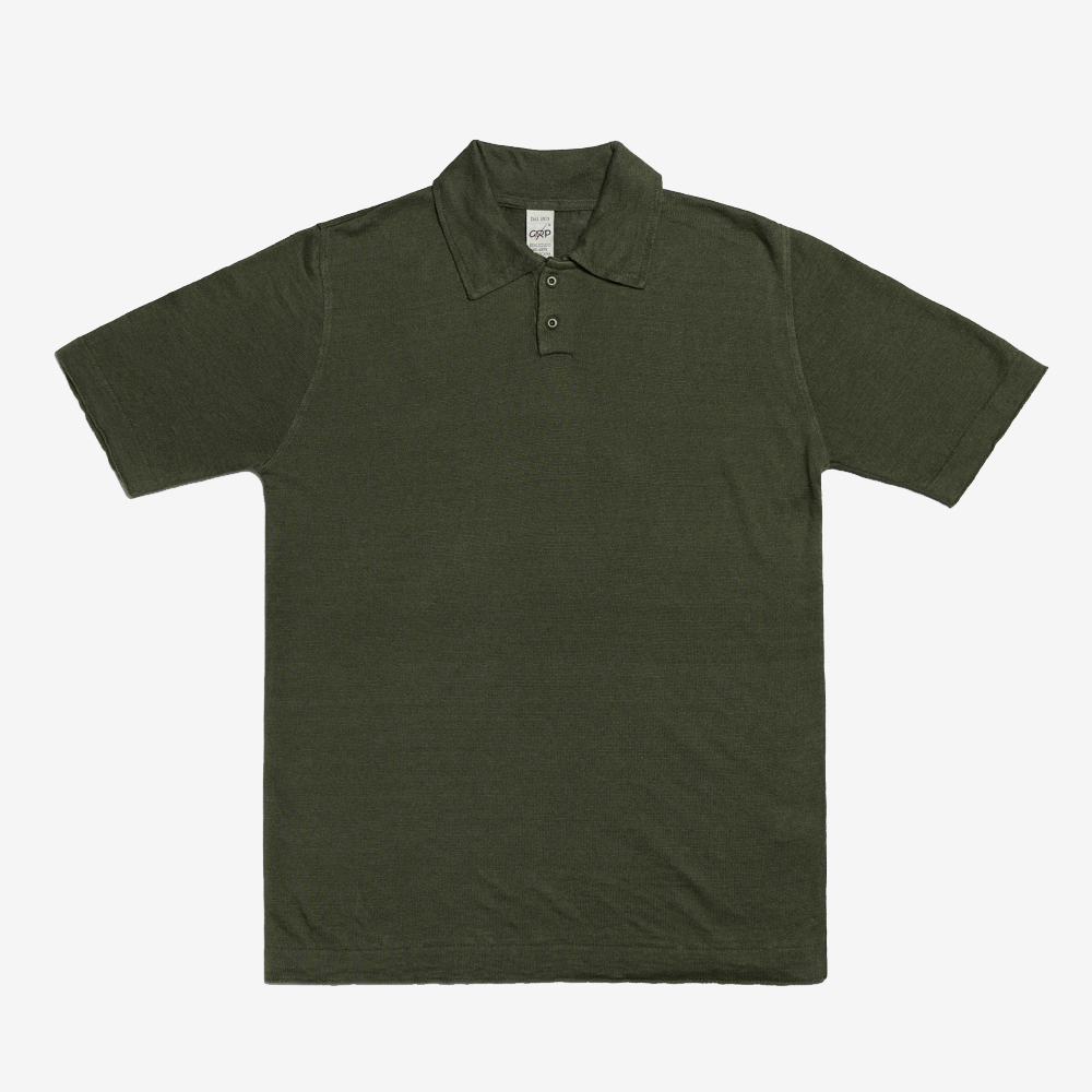 G.R.P - New Short Sleeve Linen Polo Shirt (Dark Green)