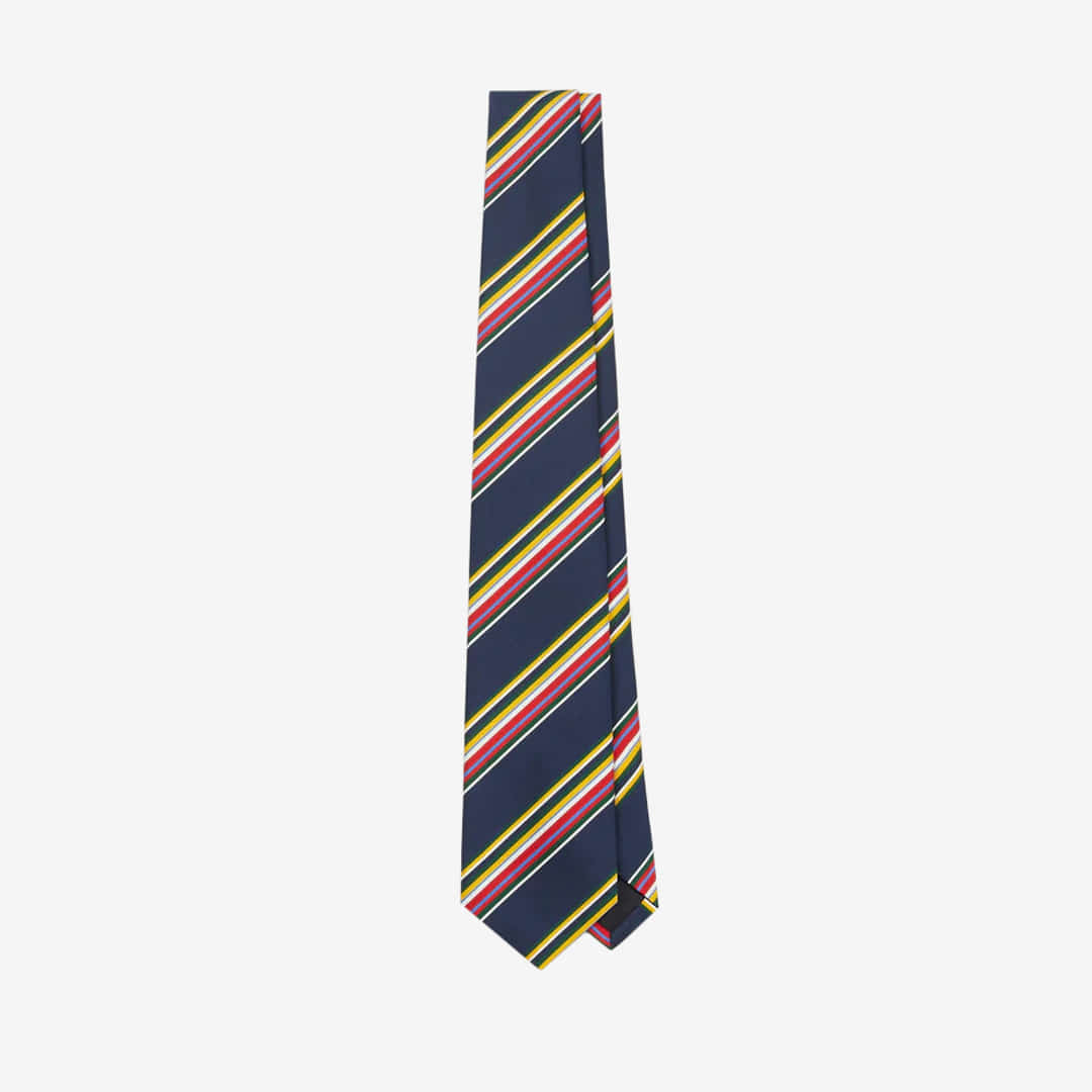 Drake&#039;s - Navy Multi Stripe Silk Tipped Tie