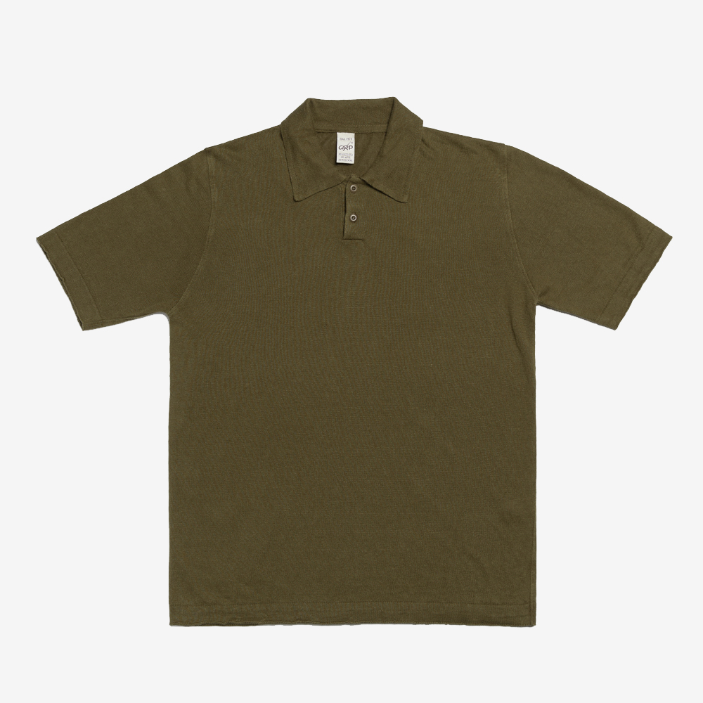 G.R.P - New Short Sleeve Linen Polo Shirt (Military Green)