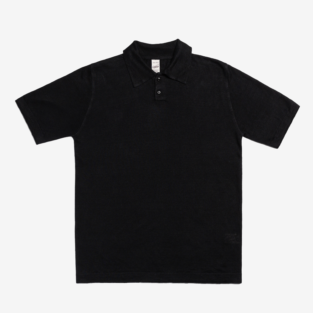 G.R.P - New Short Sleeve Linen Polo Shirt (Black)