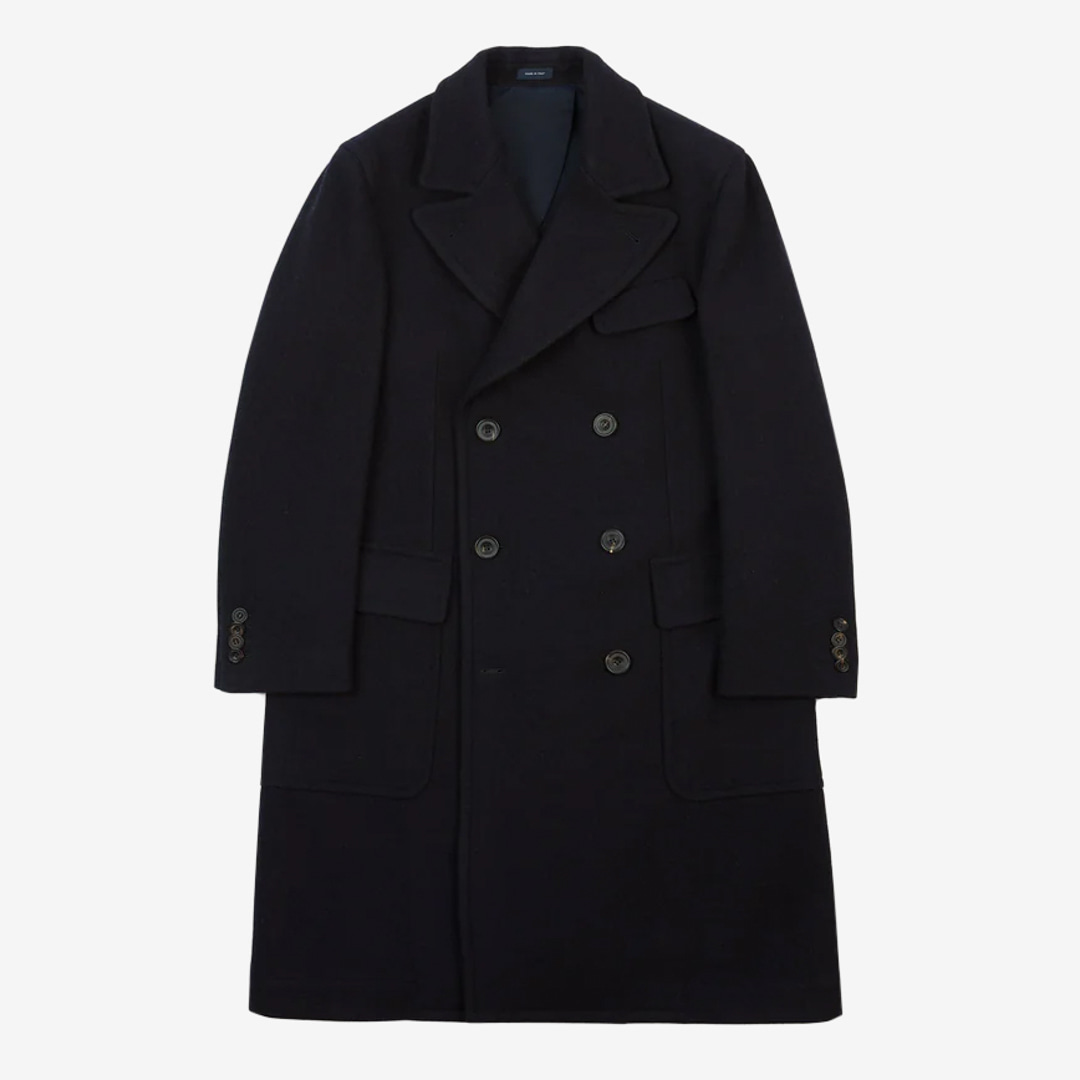Drake&#039;s - Navy Double-Breasted Wool Overcoat