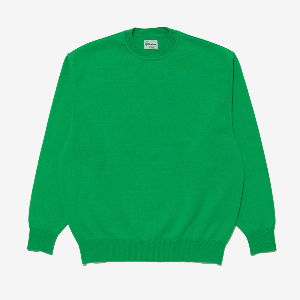 YONETOMI - WAVE COTTON KNIT PULLOVER (Green)