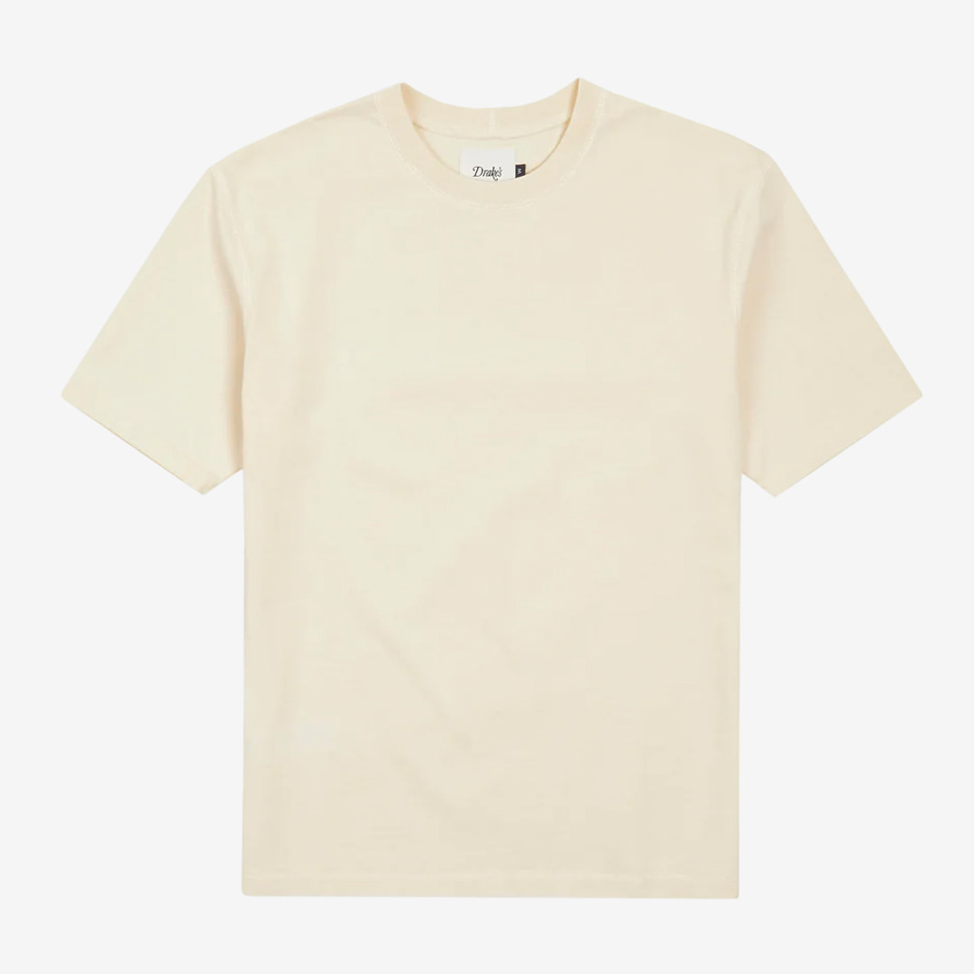 Drake&#039;s - Antique White Cotton Crew Neck Hiking T-Shirt