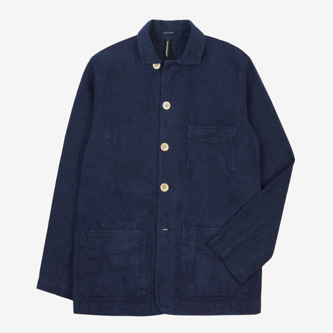 Drake&#039;s - Navy Linen Five-Pocket Chore Jacket