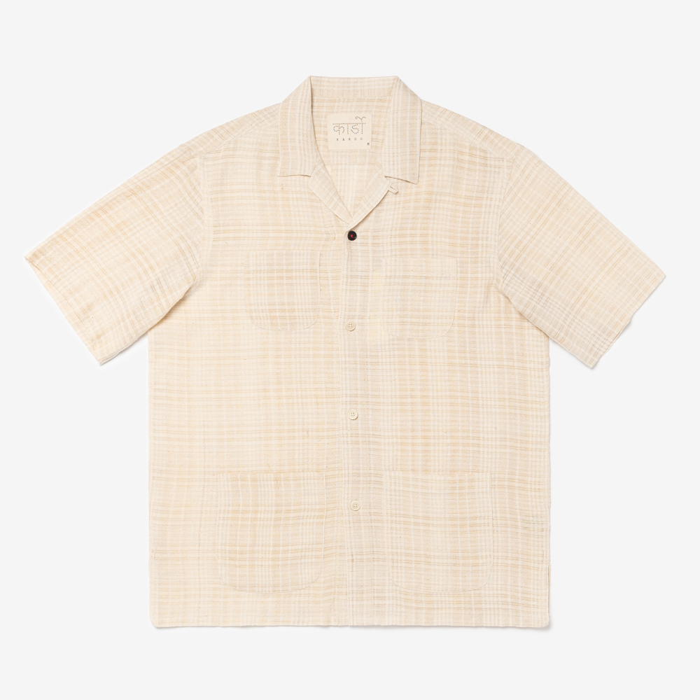 Kardo - PEDRO Over Sized Camp Shirt With 4 Patch Pockets (Hand Woven Natural)