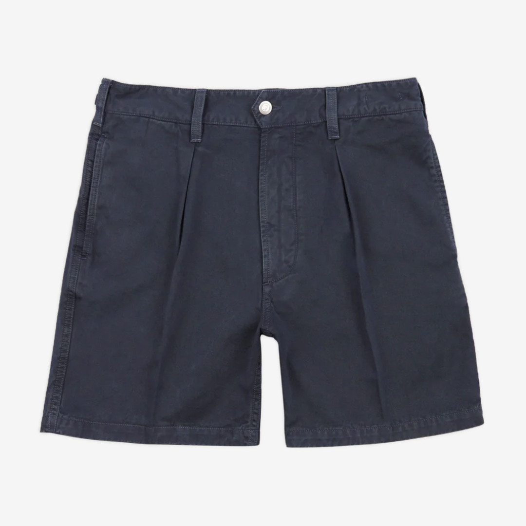 Drake&#039;s - Washed Navy Cotton Twill Single-Pleat Shorts