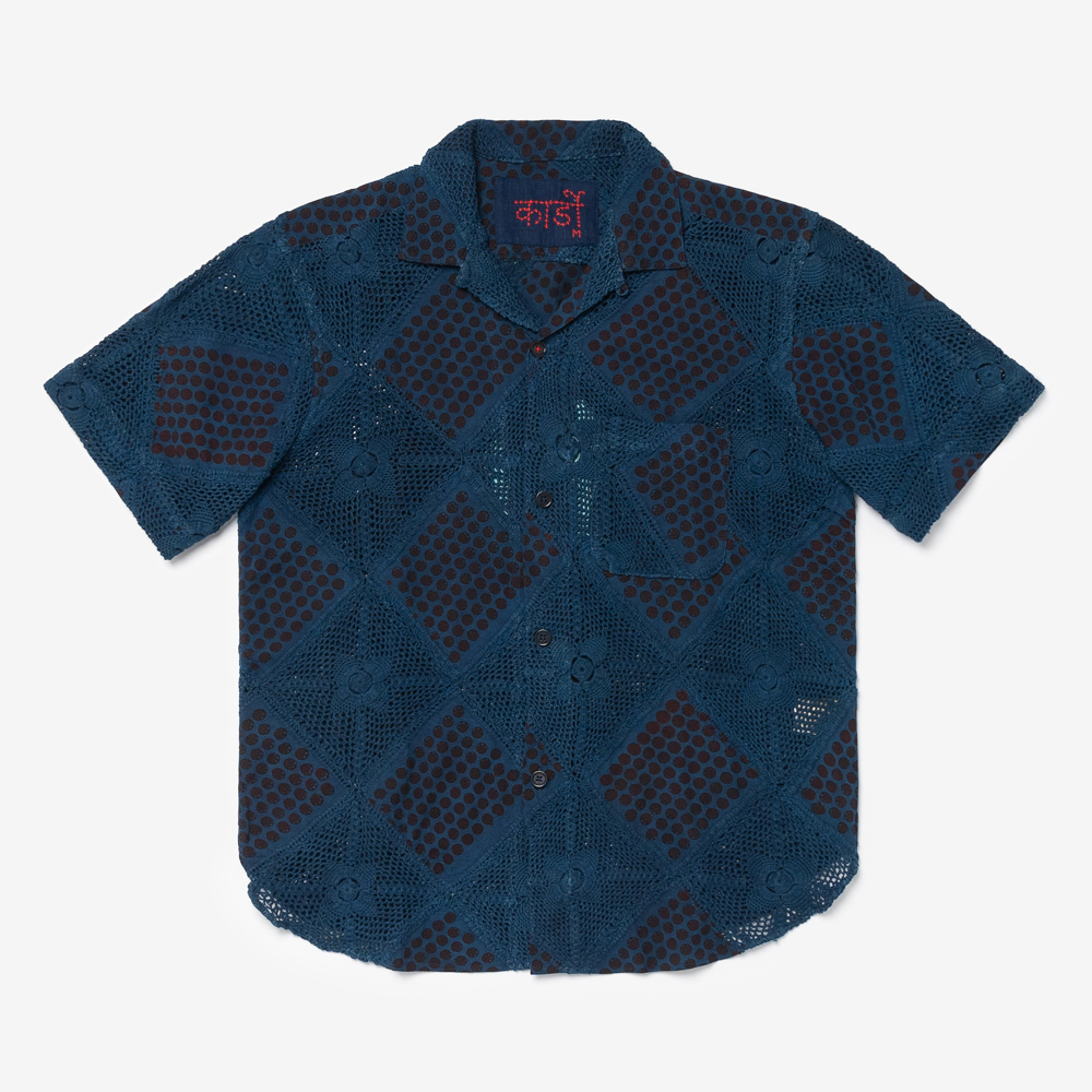 Kardo - RONEN Over Sized Camp Shirt (Crochet Block Print)